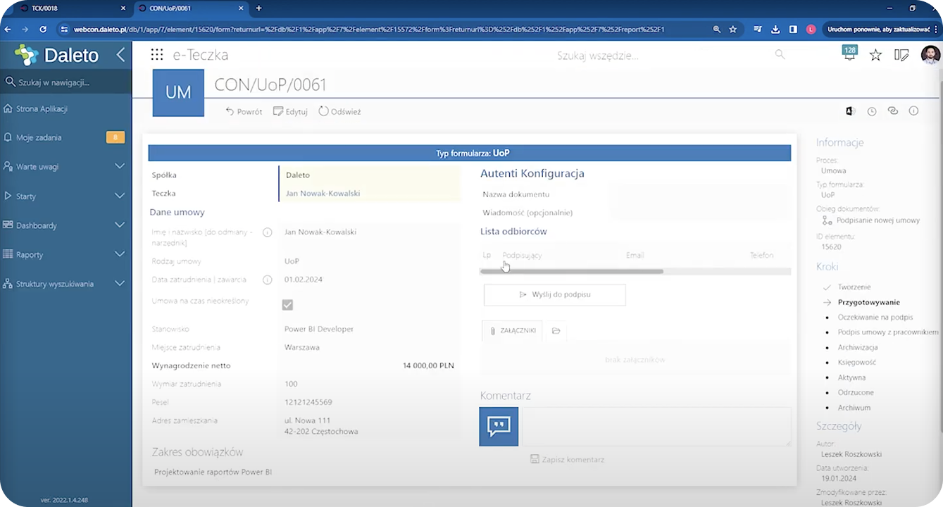 autenti webcon formularz